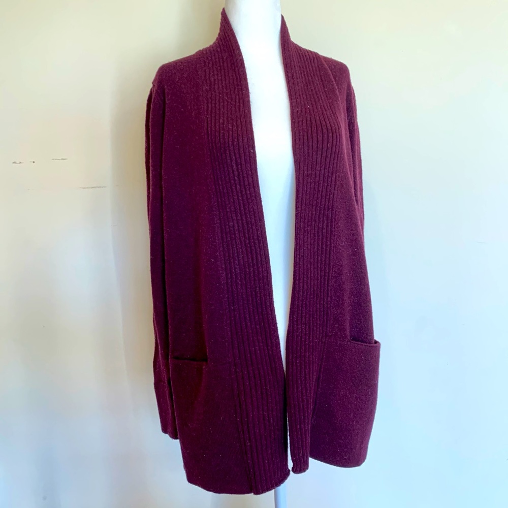 LOFT Maroon cardigan with pockets Size 2
